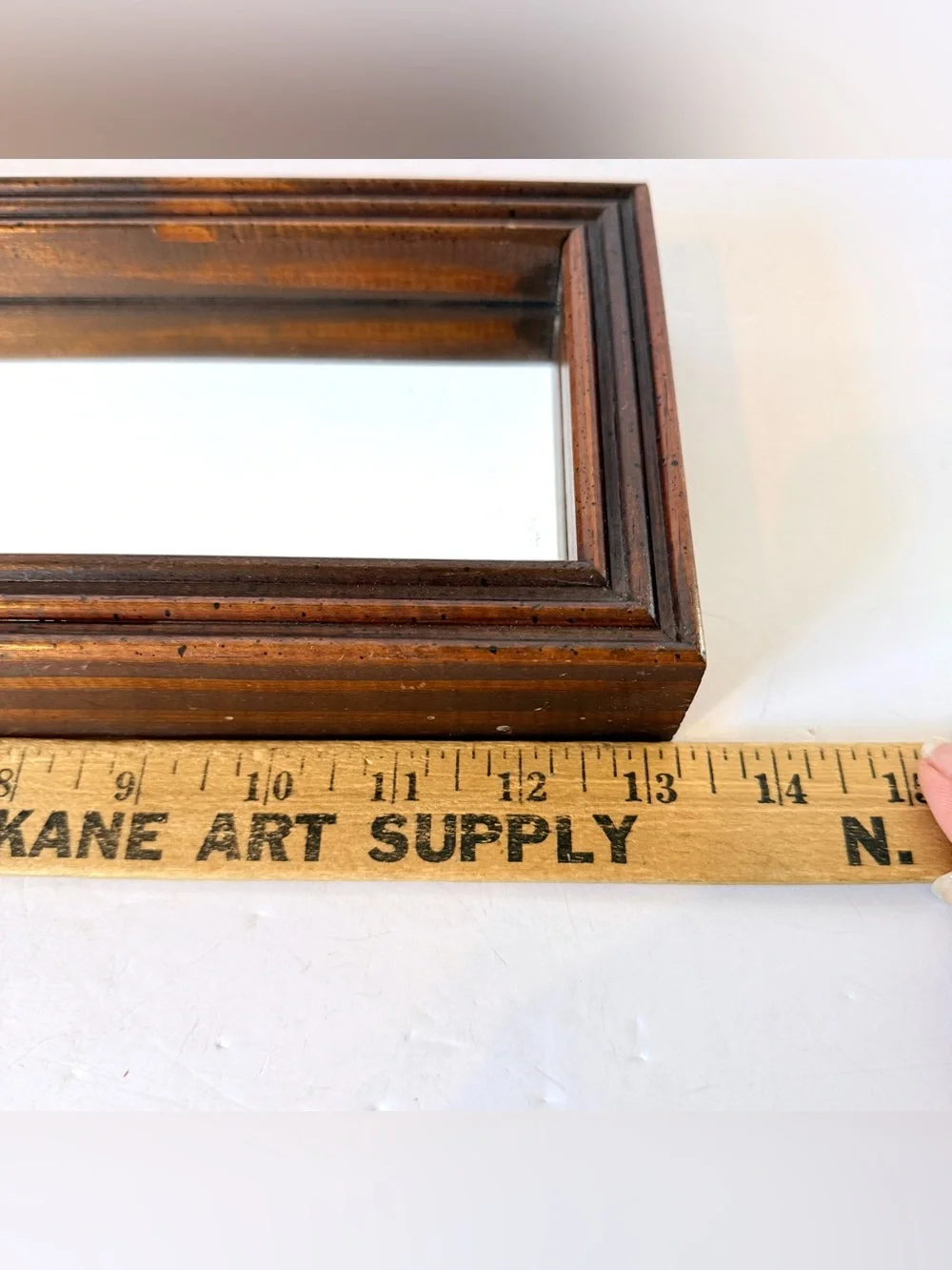 Vintage Dark Brown Wood Framed Wall Mirror Rectangular Accent Mirror 13.25 x 5.2